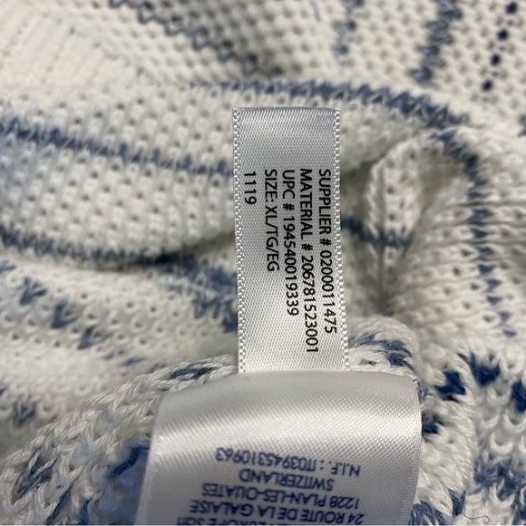 Chaps White Blue Stripes Long Sleeve Henley Pullover Sweater Women's Size XL - Picture 10 of 12